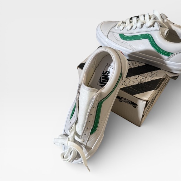 Vans Vault OG Style 36 LX Leather Green Stripe White Shoe Size 6M 7.5W NIB - Picture 9 of 10